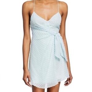 Alice‎ Olivia Venus Blue Swiss Dot Wrap Mini Dress 14 Spaghetti Strap Fits 10-12